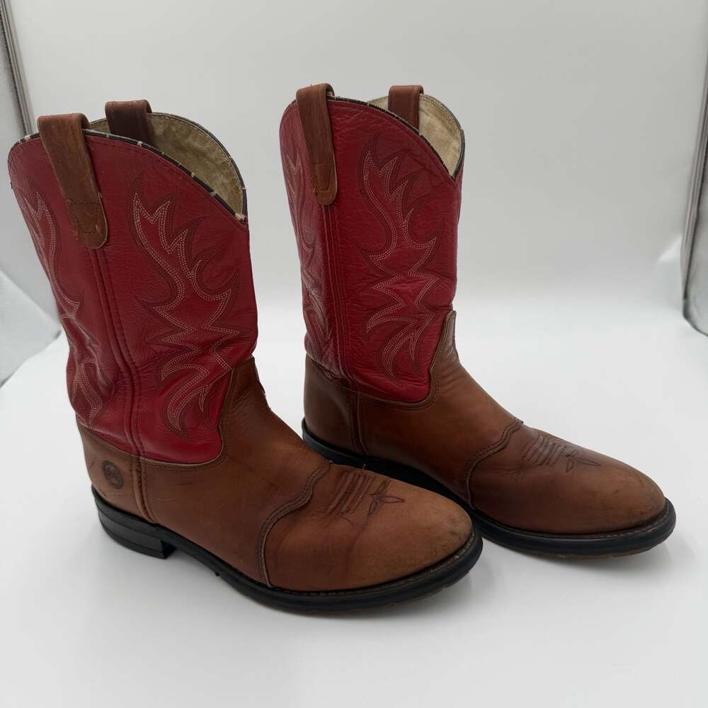 Double H Roper Cowboy Boots Men’s 9.5 D Brown Red Leather Western Ranch Boots